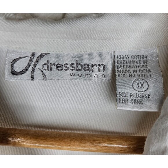 DRESS BARN Vtg Shirt Womens 1X White Applique Cats Short Sleeves Button Up - Picture 8 of 8